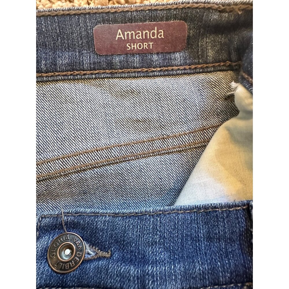 Gloria Vanderbilt Amanda Womens Denim Shorts 14 Blue With Gold Embroidered Back - Picture 6 of 9